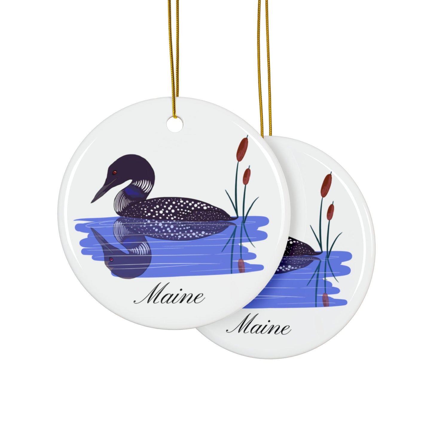 Maine Loon Ceramic Ornaments, 2-Side Print, (1pc, 3pcs, 5pcs, 10pcs.)