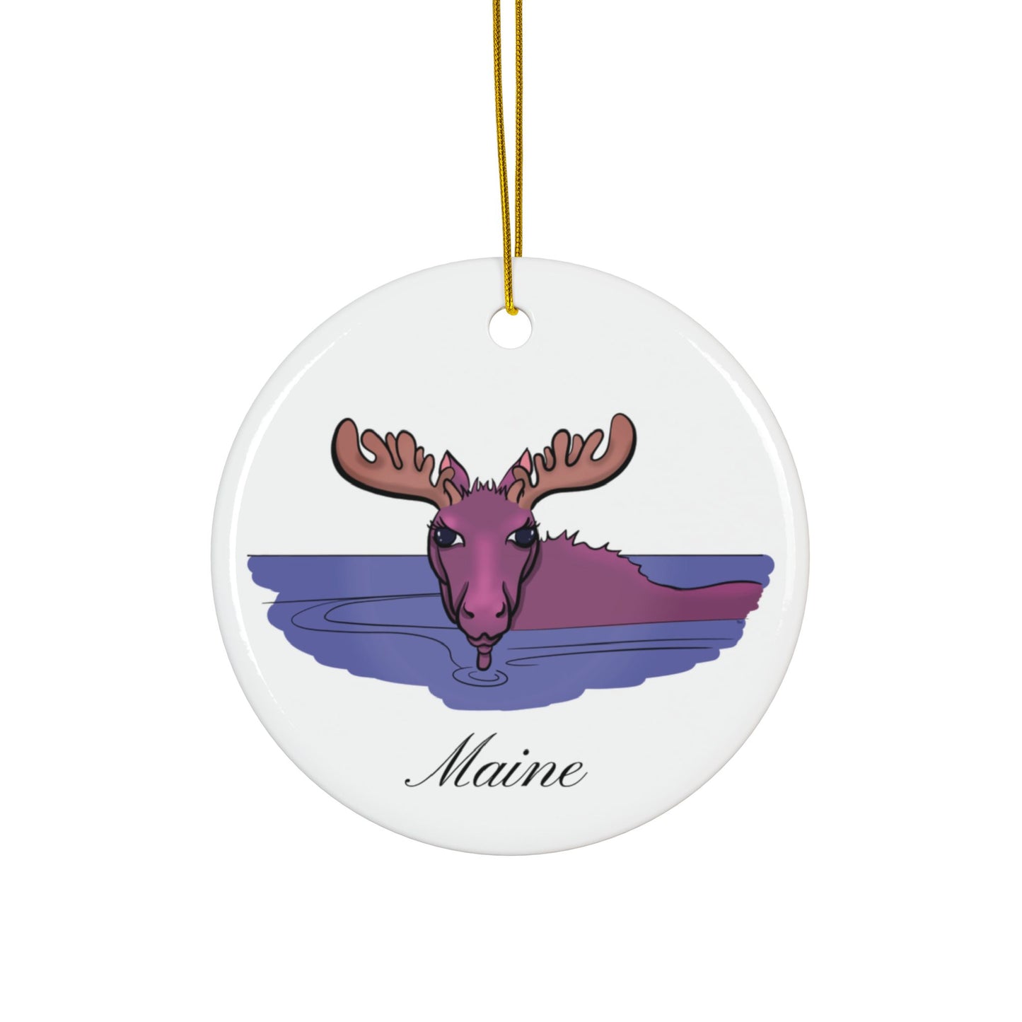 Maine Moose Ceramic Ornaments, 2-Side Print, (1pc, 3pcs, 5pcs, 10pcs)