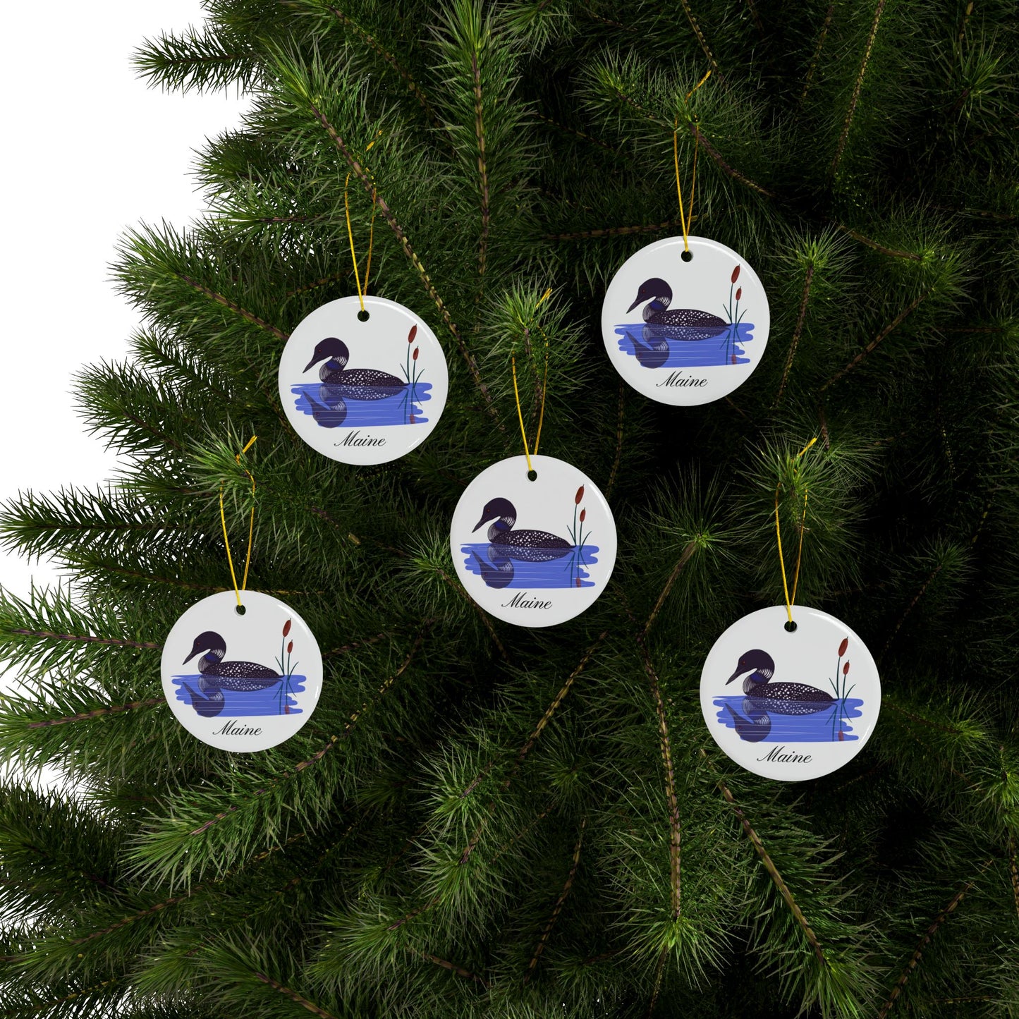 Maine Loon Ceramic Ornaments, 2-Side Print, (1pc, 3pcs, 5pcs, 10pcs.)