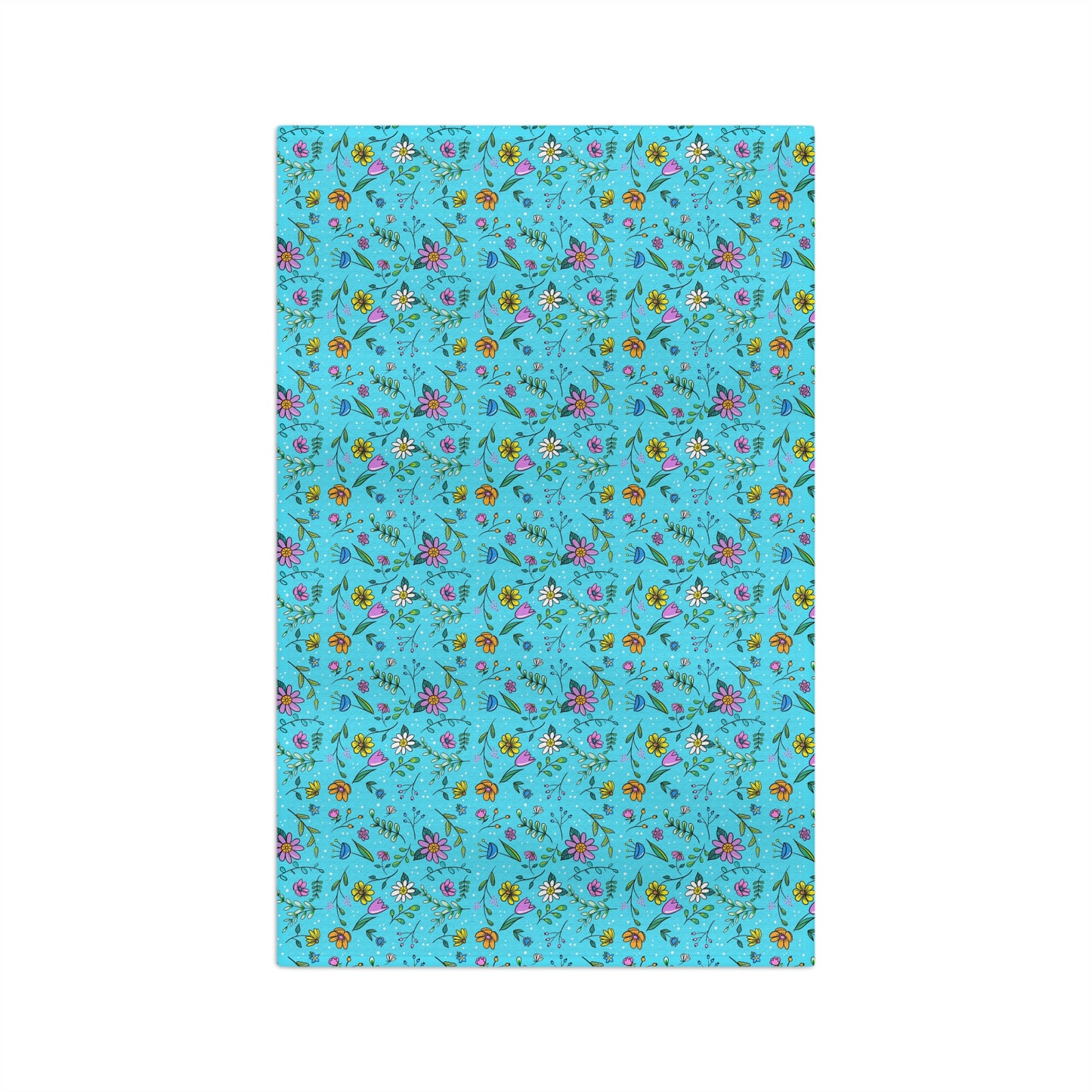 Spring Floral Toss - Aqua - Soft Tea Towel