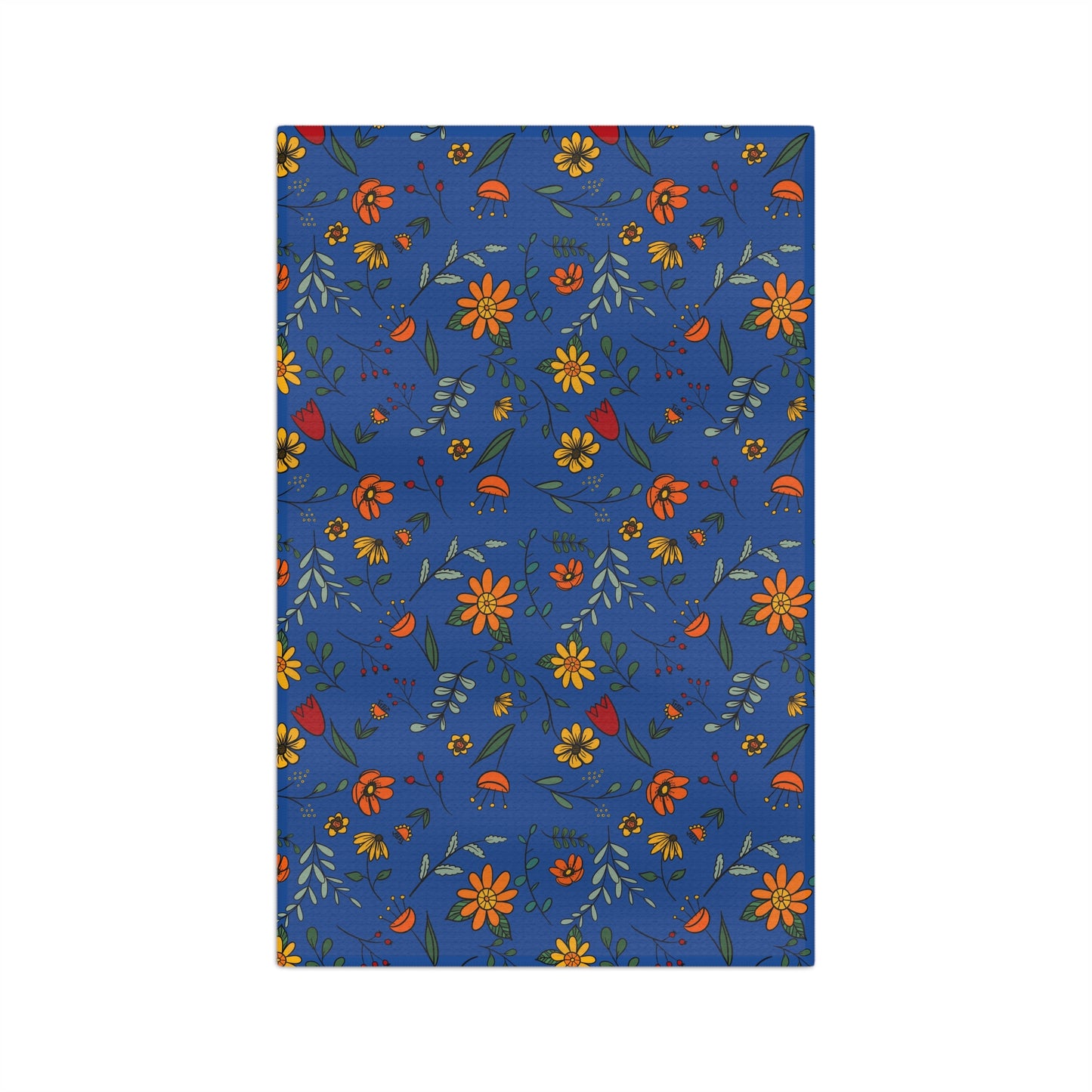 Autumn Floral - Cobalt - Soft Tea Towel