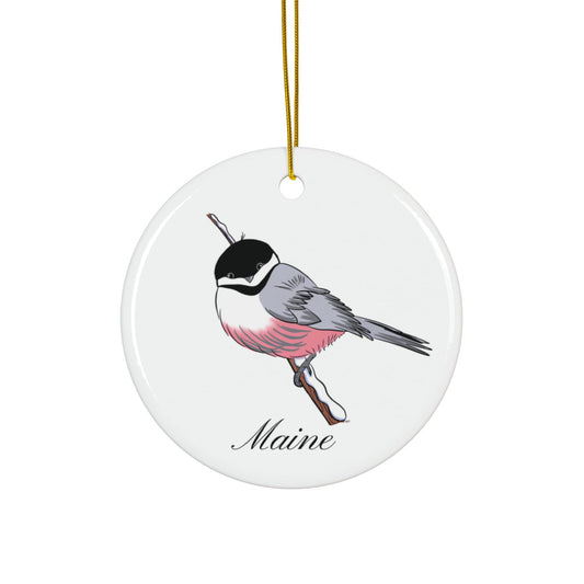 Maine Chickadee Ceramic Ornaments, 2-Side Print, (1pc, 3pcs, 5pcs, 10pcs)