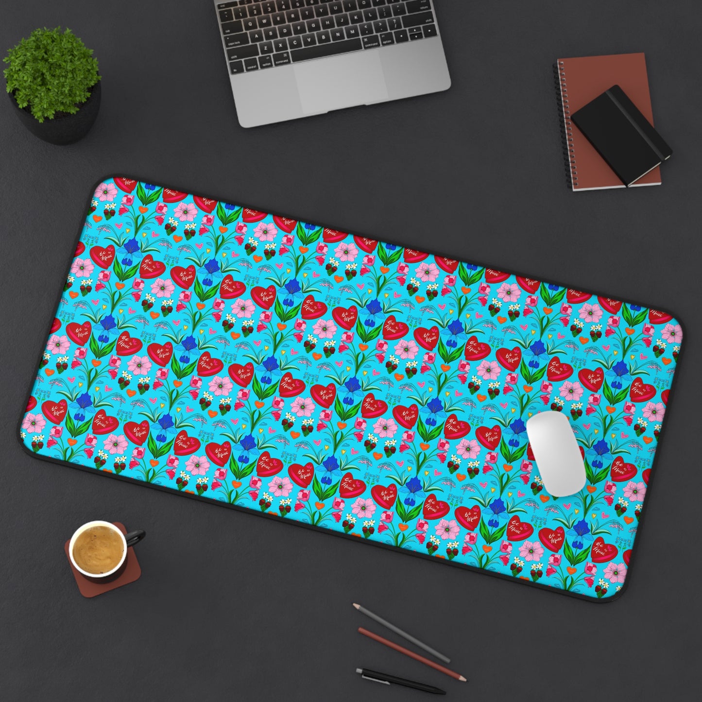 Valentine Sweet Treats - Aqua - Desk Mat