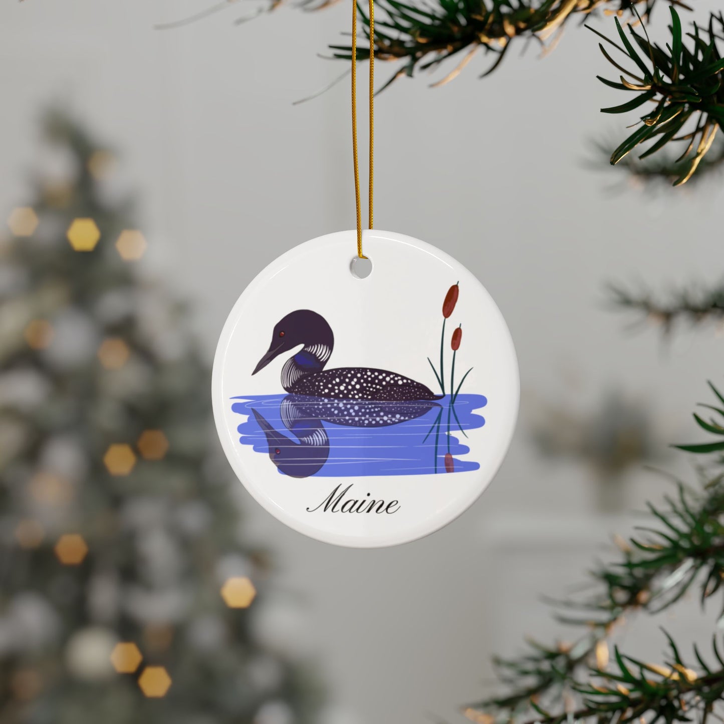 Maine Loon Ceramic Ornaments, 2-Side Print, (1pc, 3pcs, 5pcs, 10pcs.)