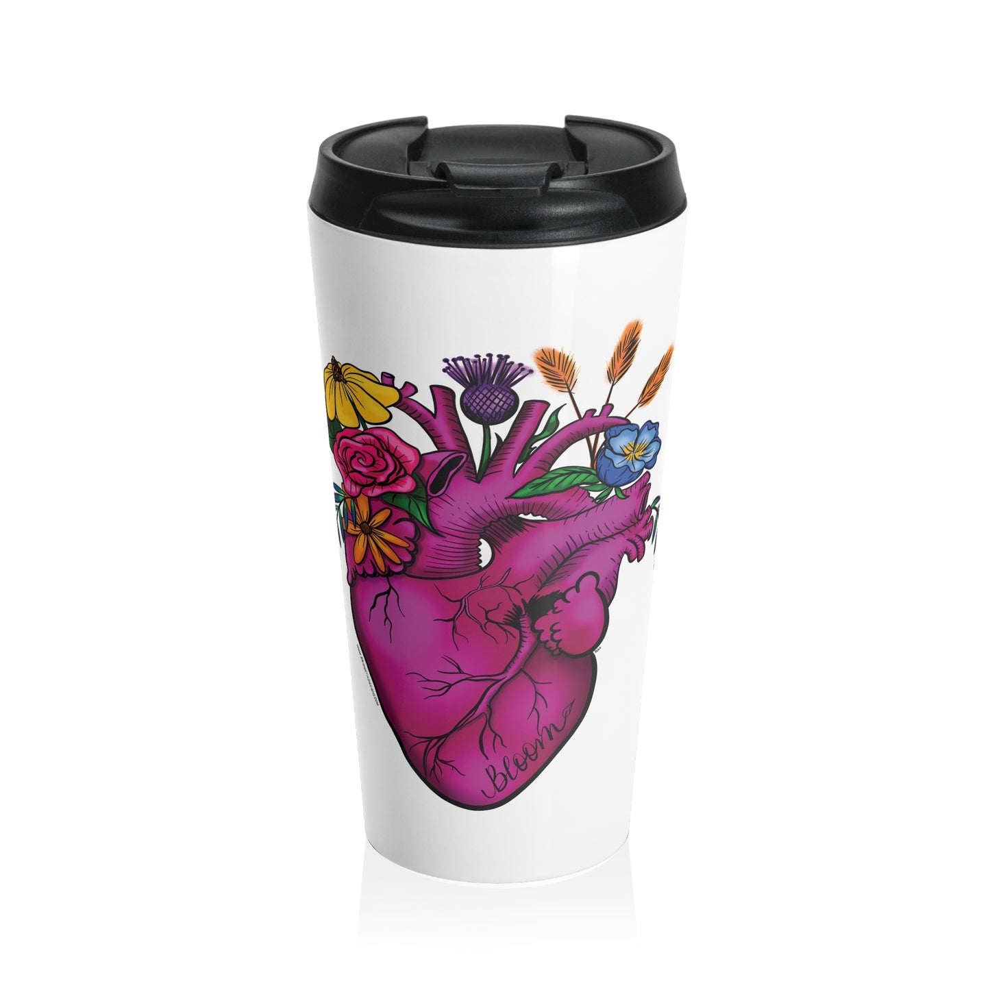 Blooming Heart Stainless Steel Travel Mug