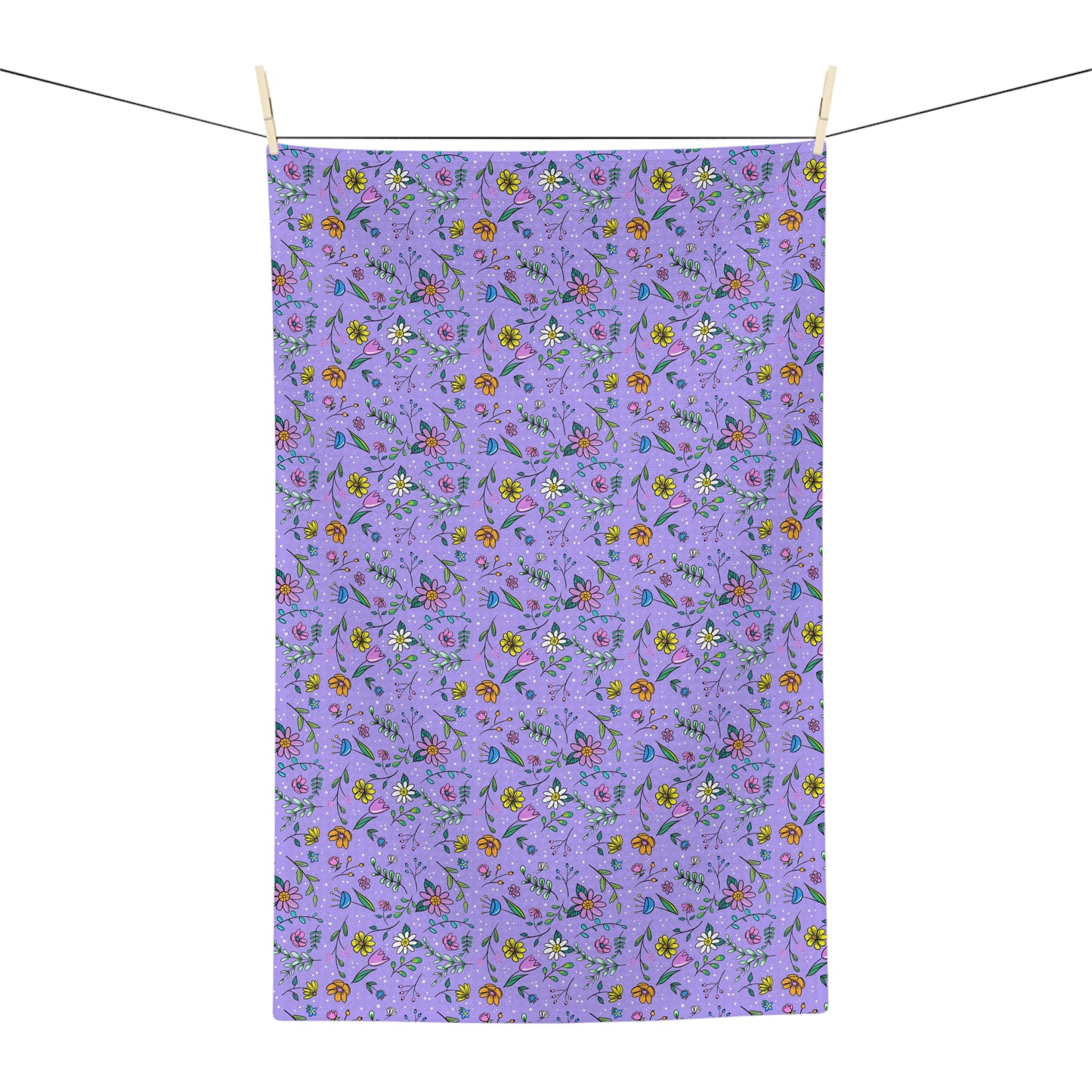 Spring Floral Toss - Purple - Soft Tea Towel