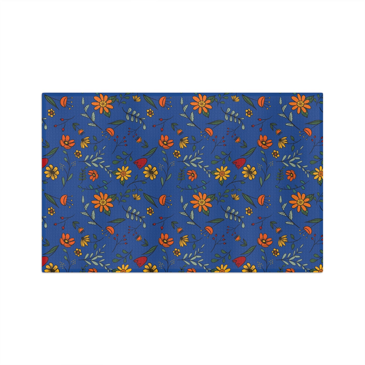 Autumn Floral - Cobalt - Soft Tea Towel