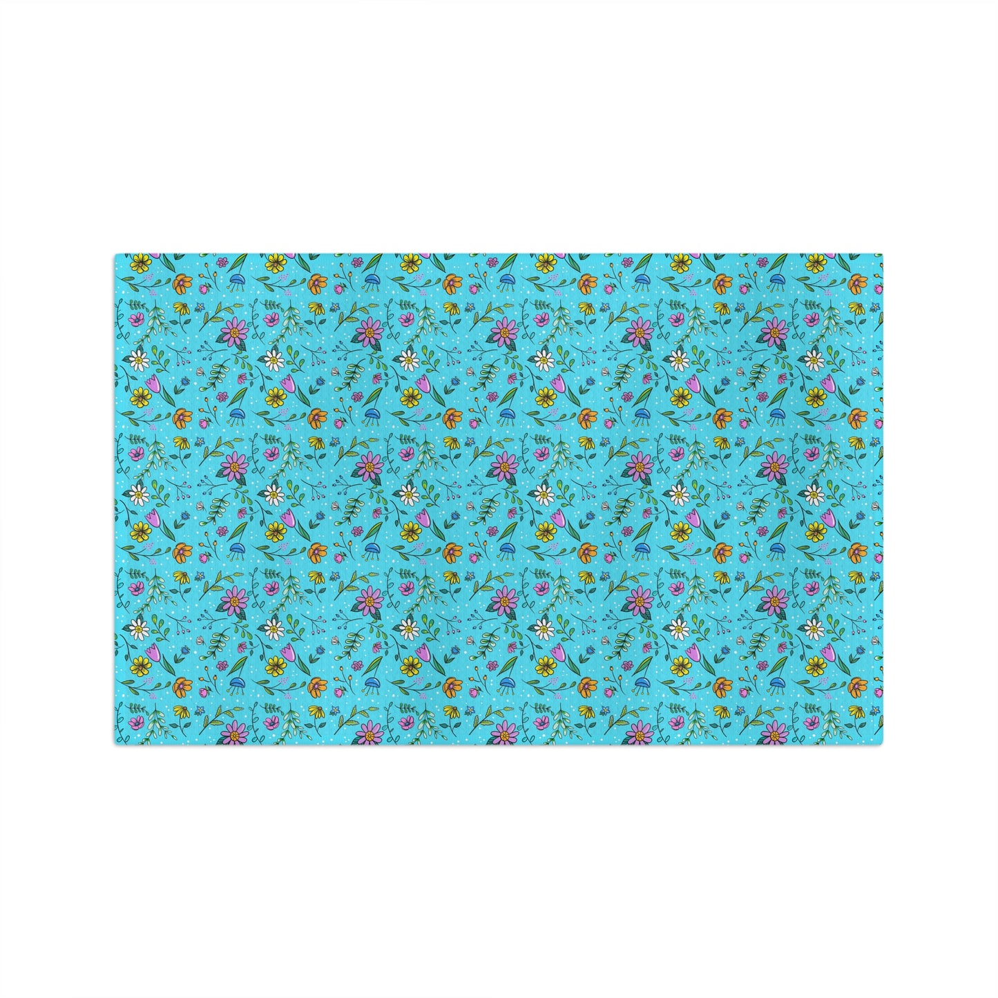 Spring Floral Toss - Aqua - Soft Tea Towel