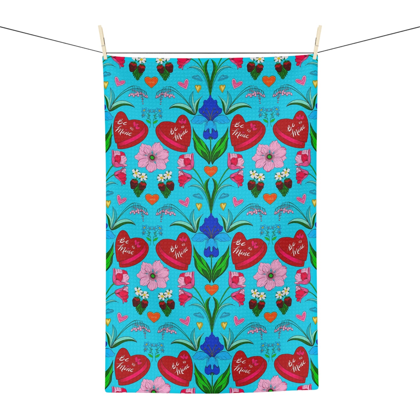 Valentine Sweet Treats - Turquoise - Soft Tea Towel