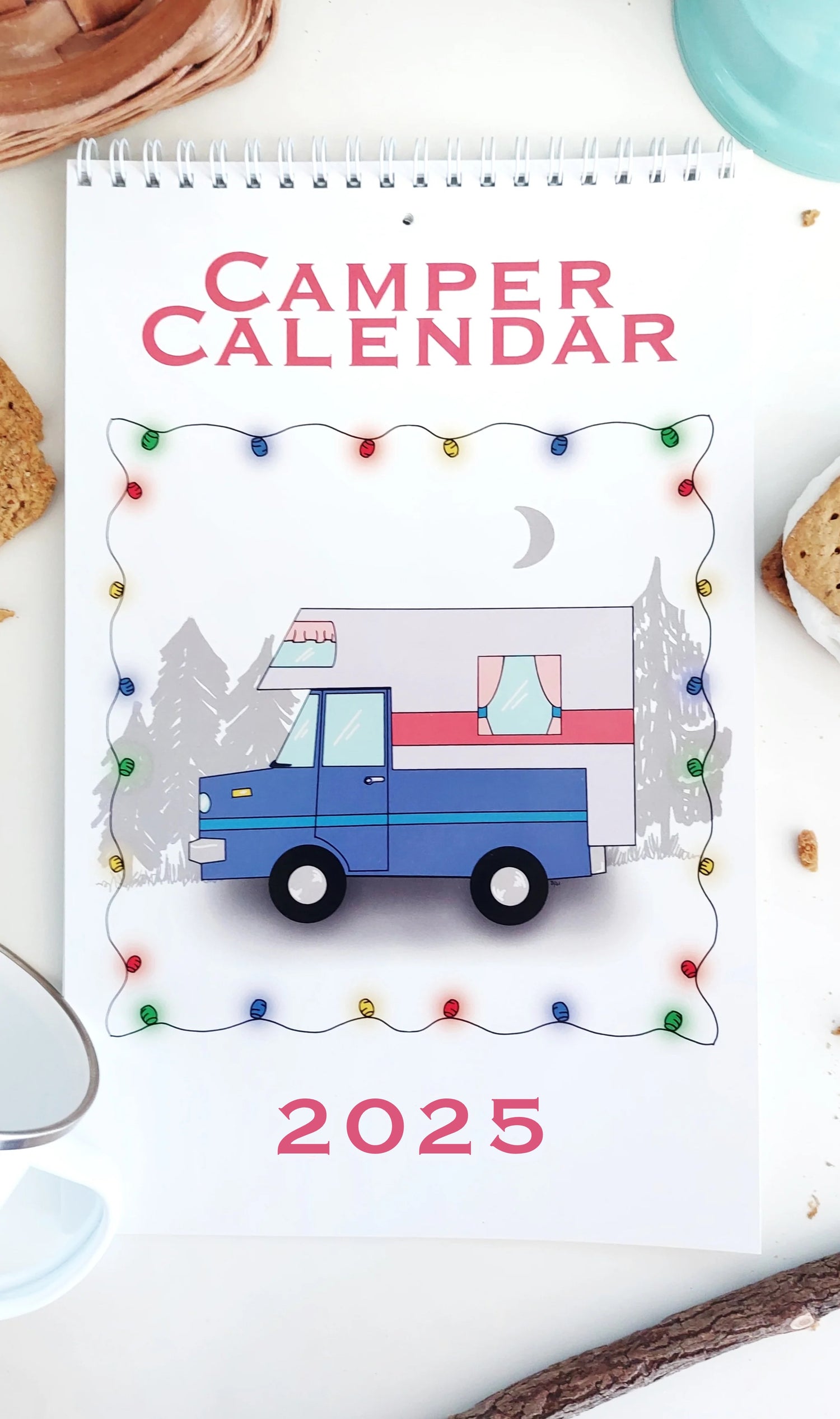 2025 Camper Calendar! 12 months of colorful camper styles! An ideal gift for all the campers in your life! Artwork by Bridget M. Designs