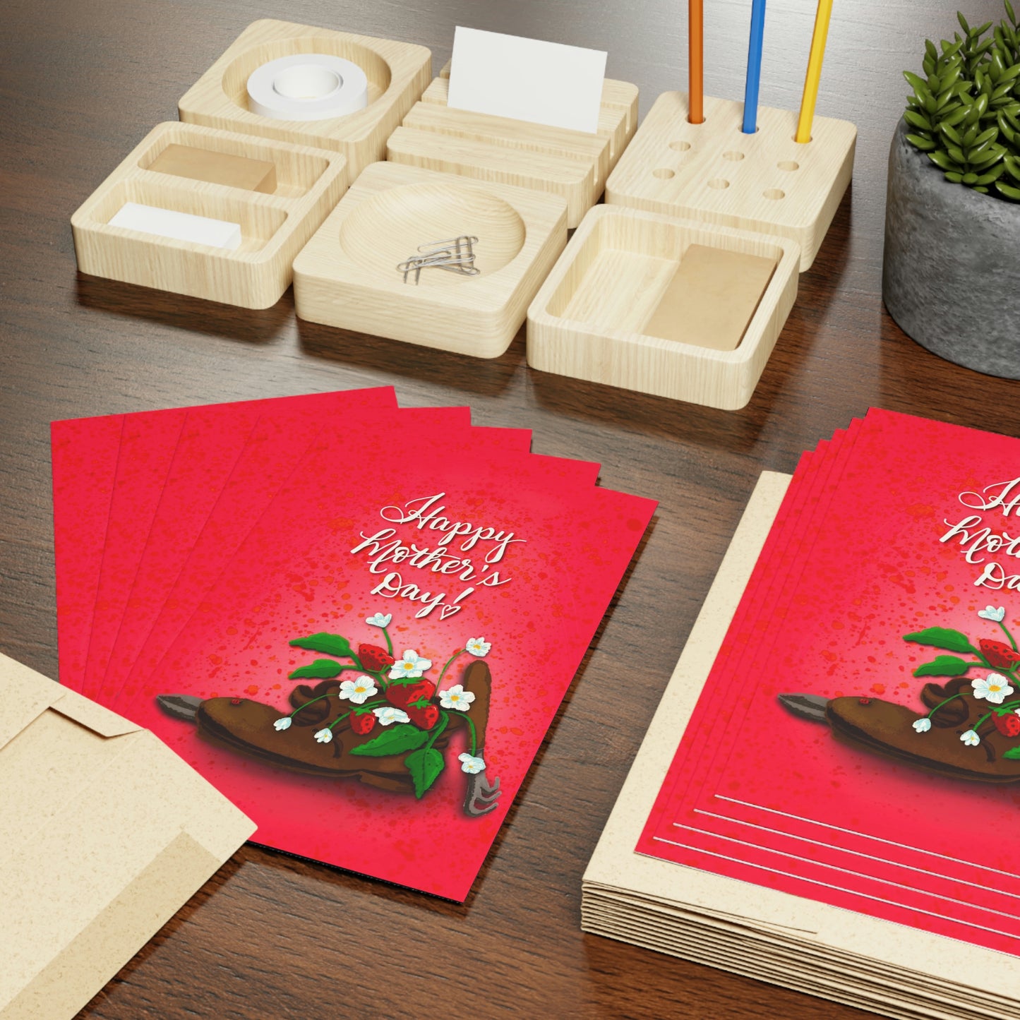 Mother’s Day - Strawberry Boot Garden Greeting Cards (1 or 10-pcs)