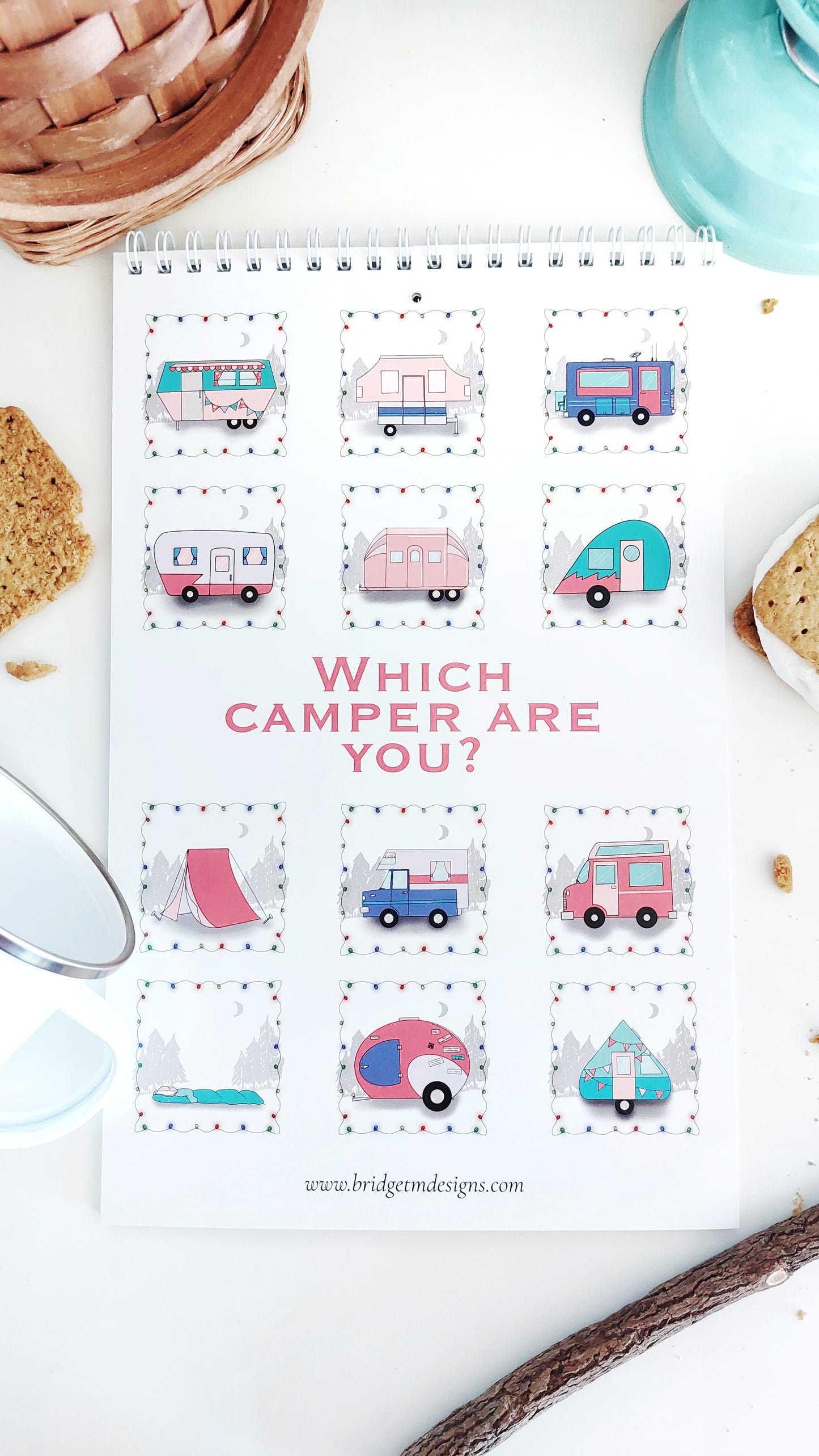 2025 Camper Calendar! 12 months of colorful camper styles! An ideal gift for all the campers in your life! Artwork by Bridget M. Designs