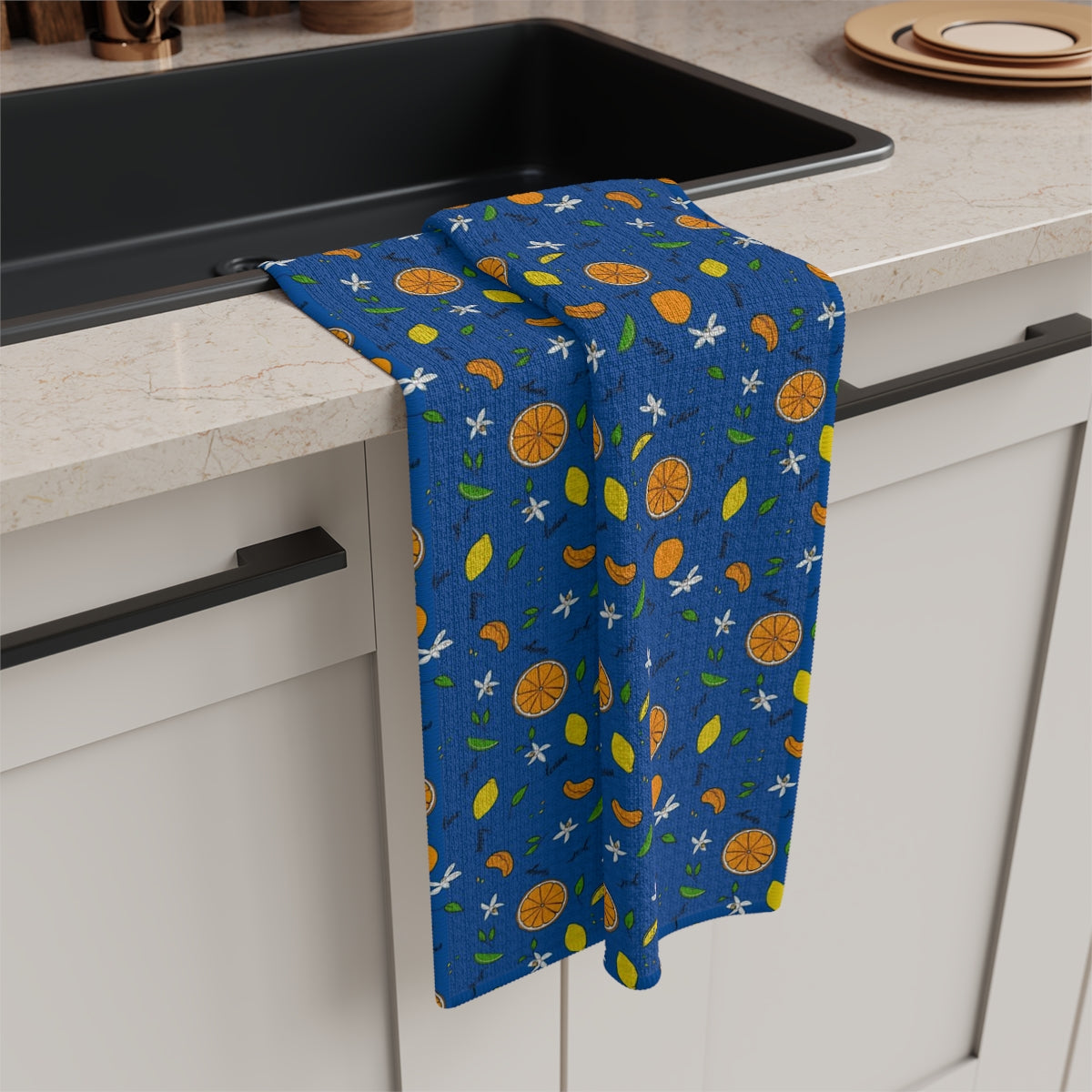 Citrus Splash Aqua Blue Soft Tea Towel