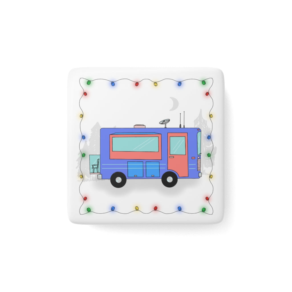 The Camper Collection - Motorbus - Porcelain Magnet, Square