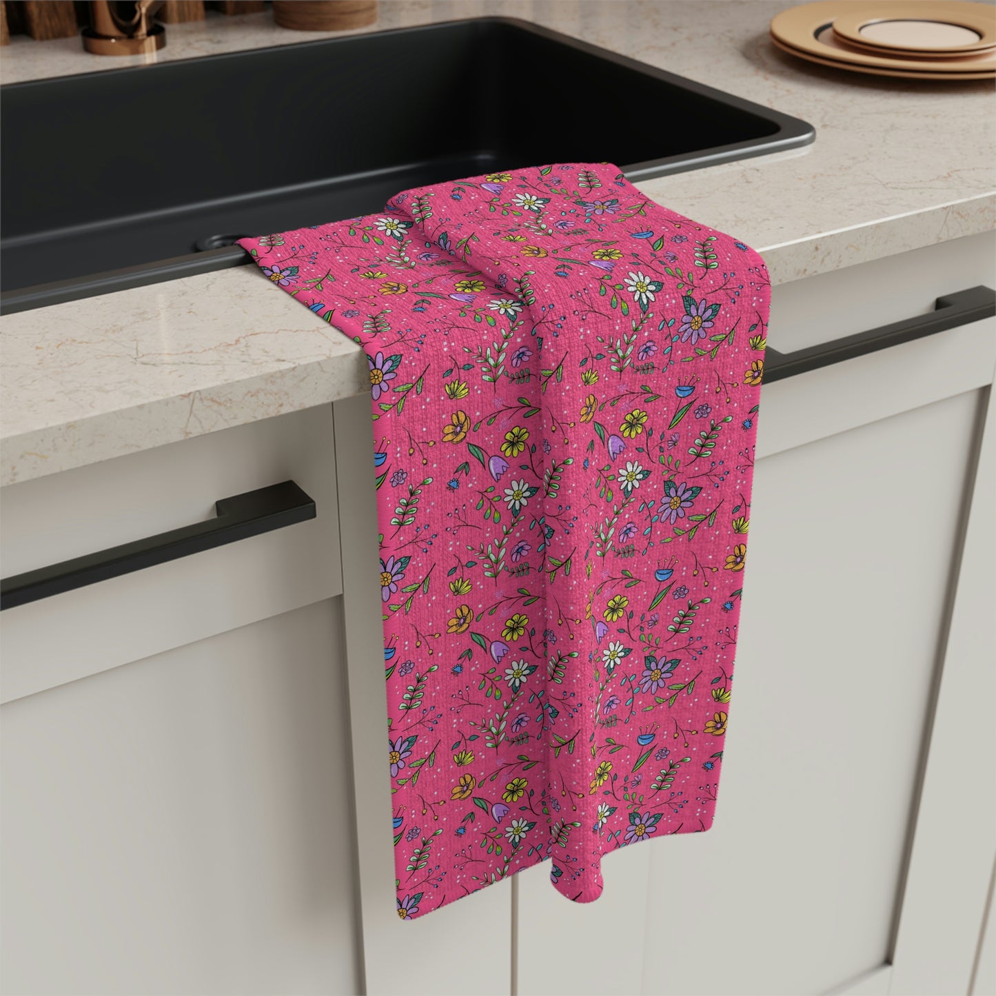 Spring Toss Rose - Soft Tea Towel