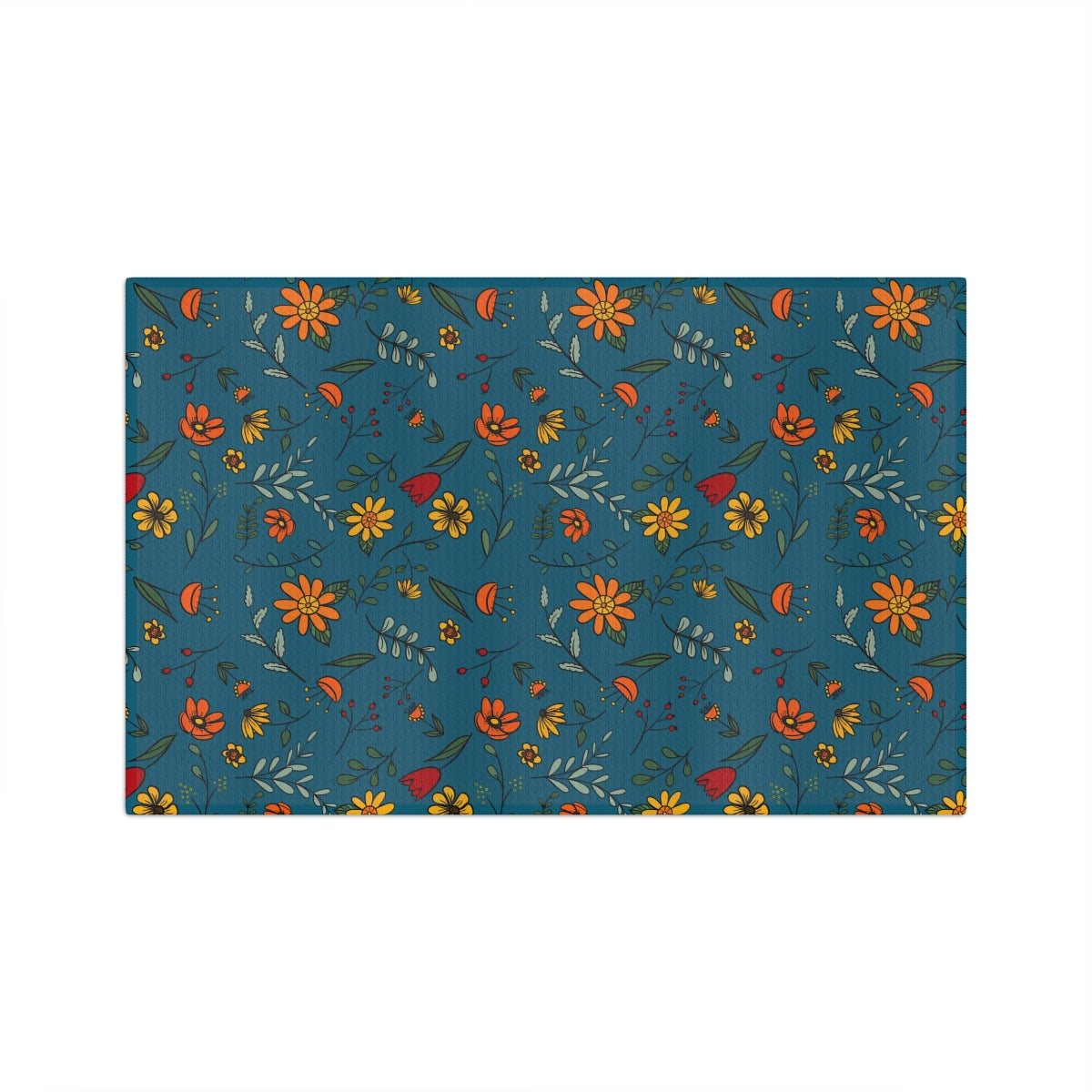 Autumn Floral - Turquoise Soft Tea Towel