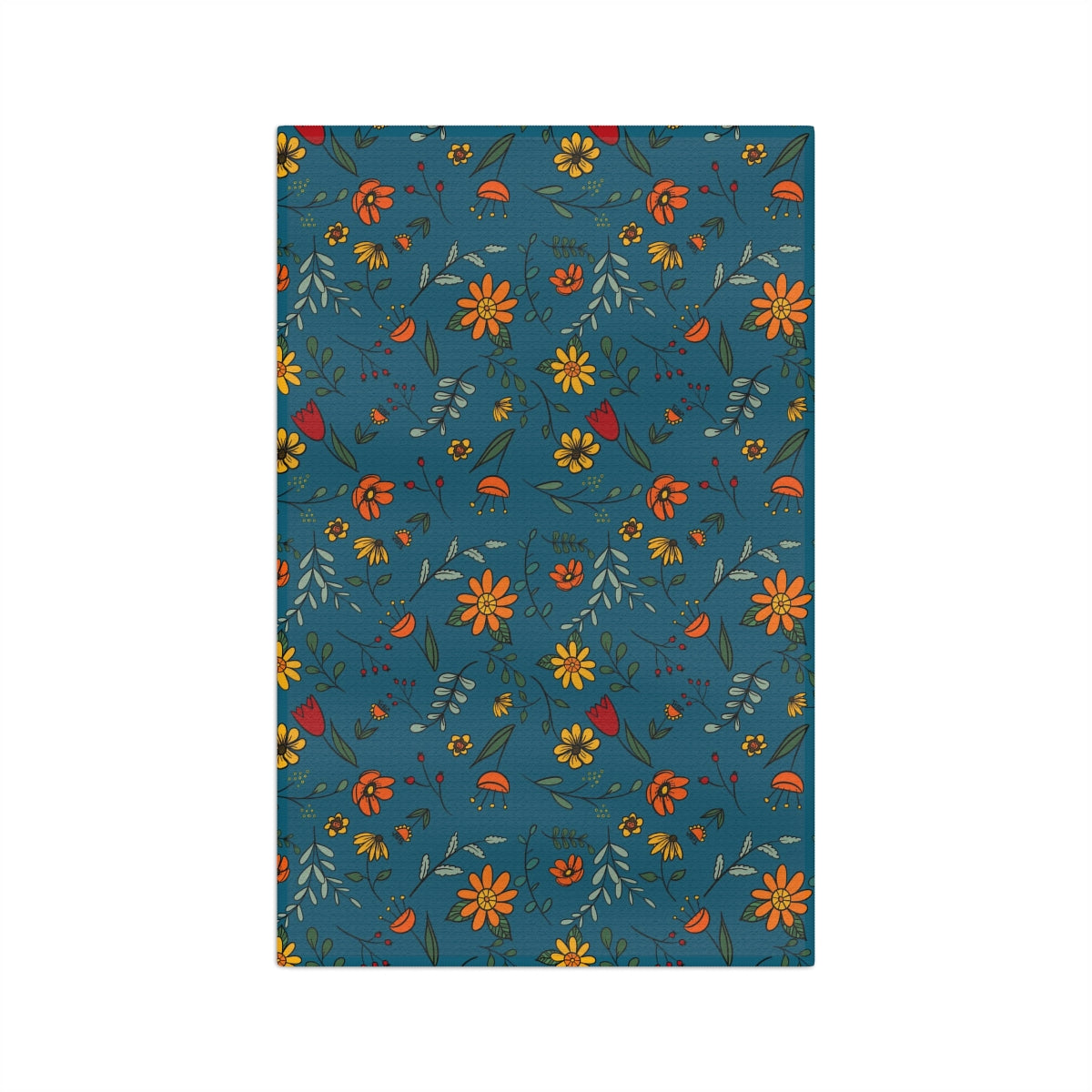 Autumn Floral - Turquoise Soft Tea Towel