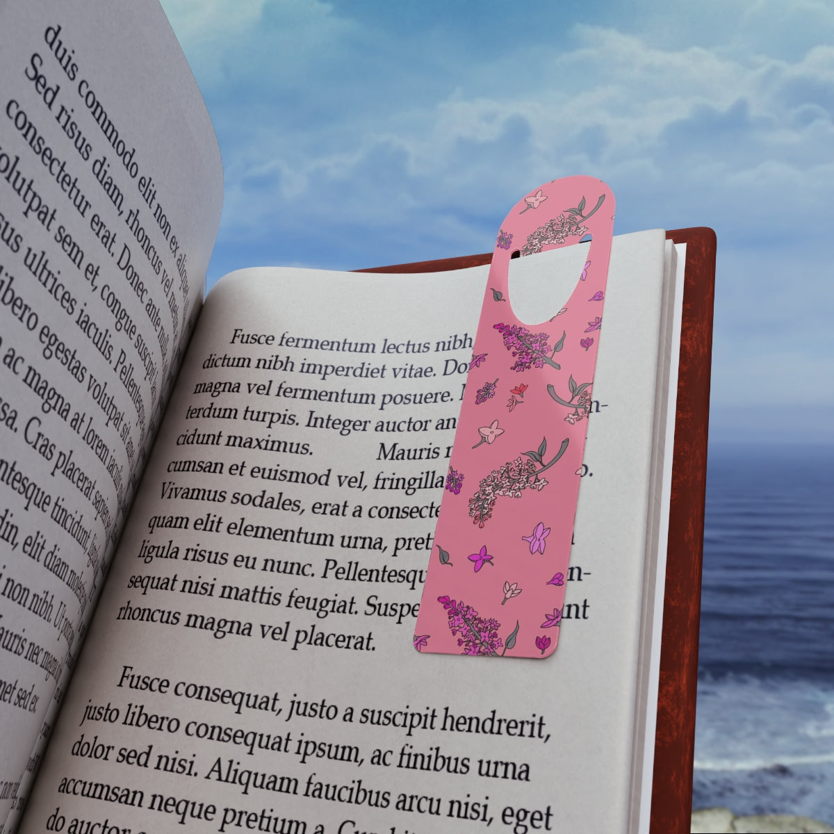 Lilac Toss on Coral - Bookmark