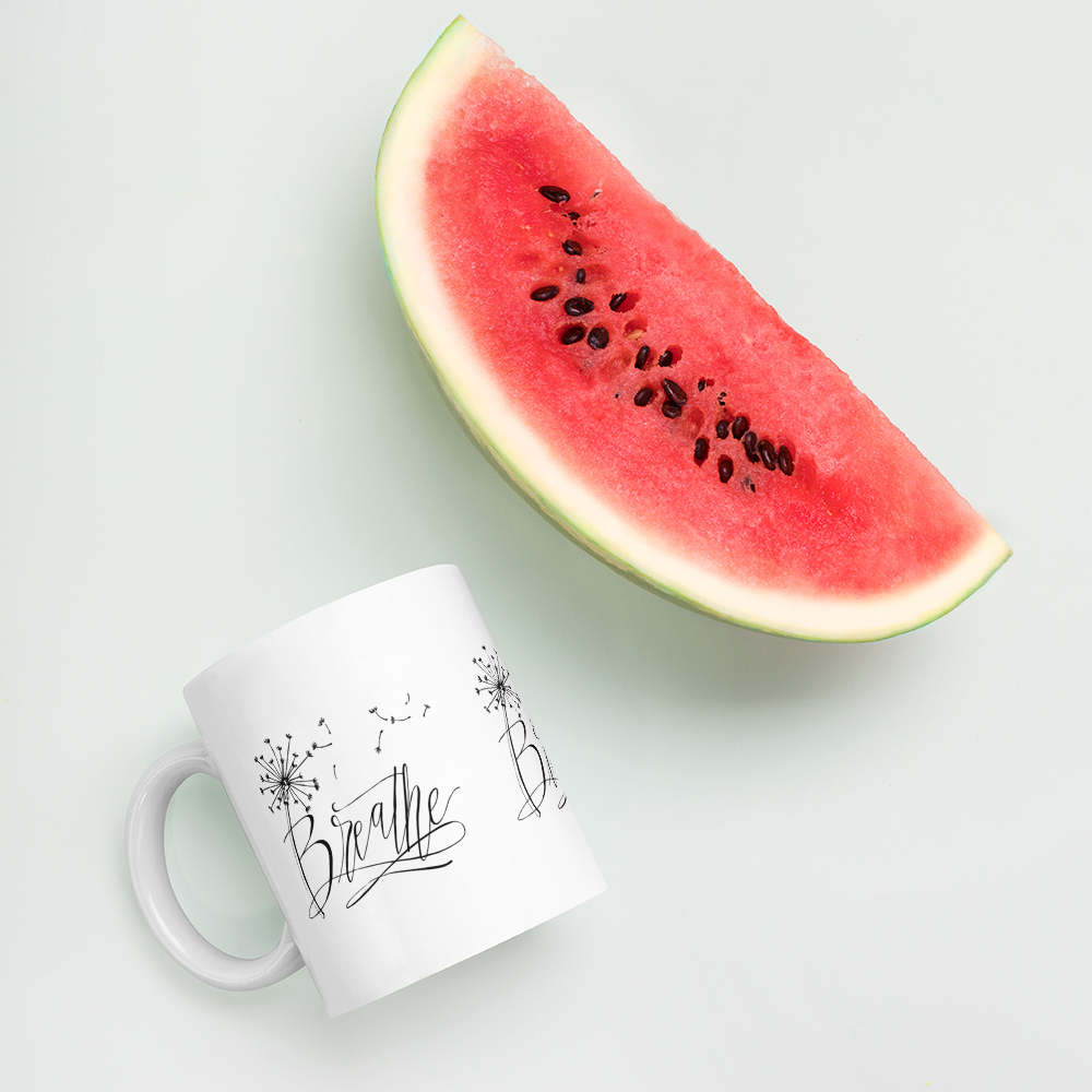 Breathe White Glossy Mug - 11oz, 15oz