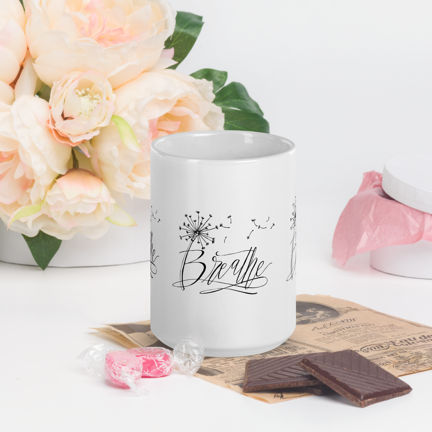 Breathe White Glossy Mug - 11oz, 15oz