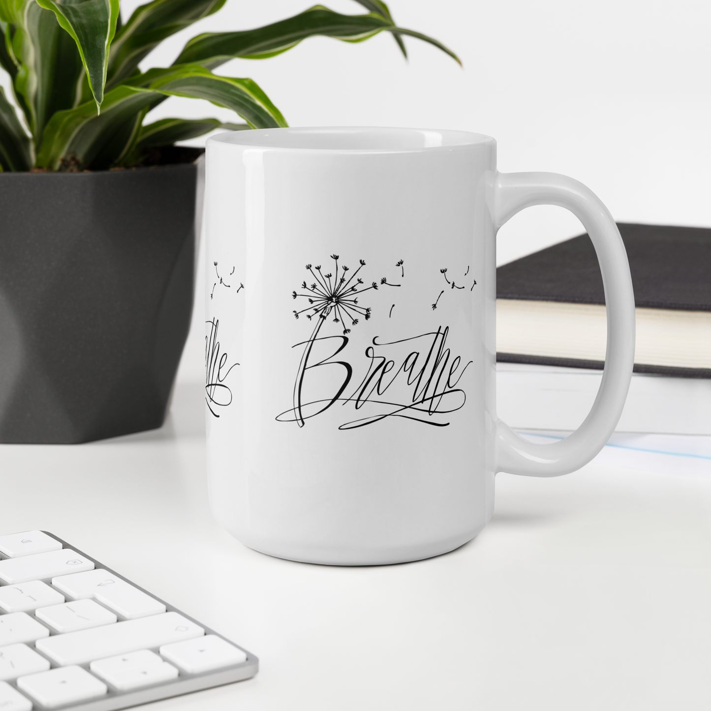 Breathe White Glossy Mug - 11oz, 15oz